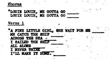 Louie Louie Lyrics 1